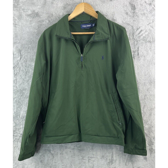 Polo Golf Ralph Lauren Jacket Mens Medium Green 1/4 Zip Windbreaker Jacket221 - Picture 1 of 7